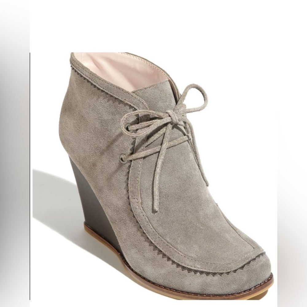 Plenty by Tracy Reese Gray Suede Wedge Booties size 38EU
